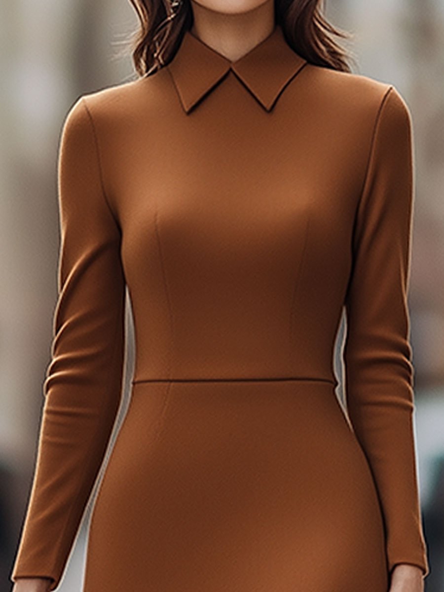 Carmen™ | Timeless Camel A-Line Midi Dress
