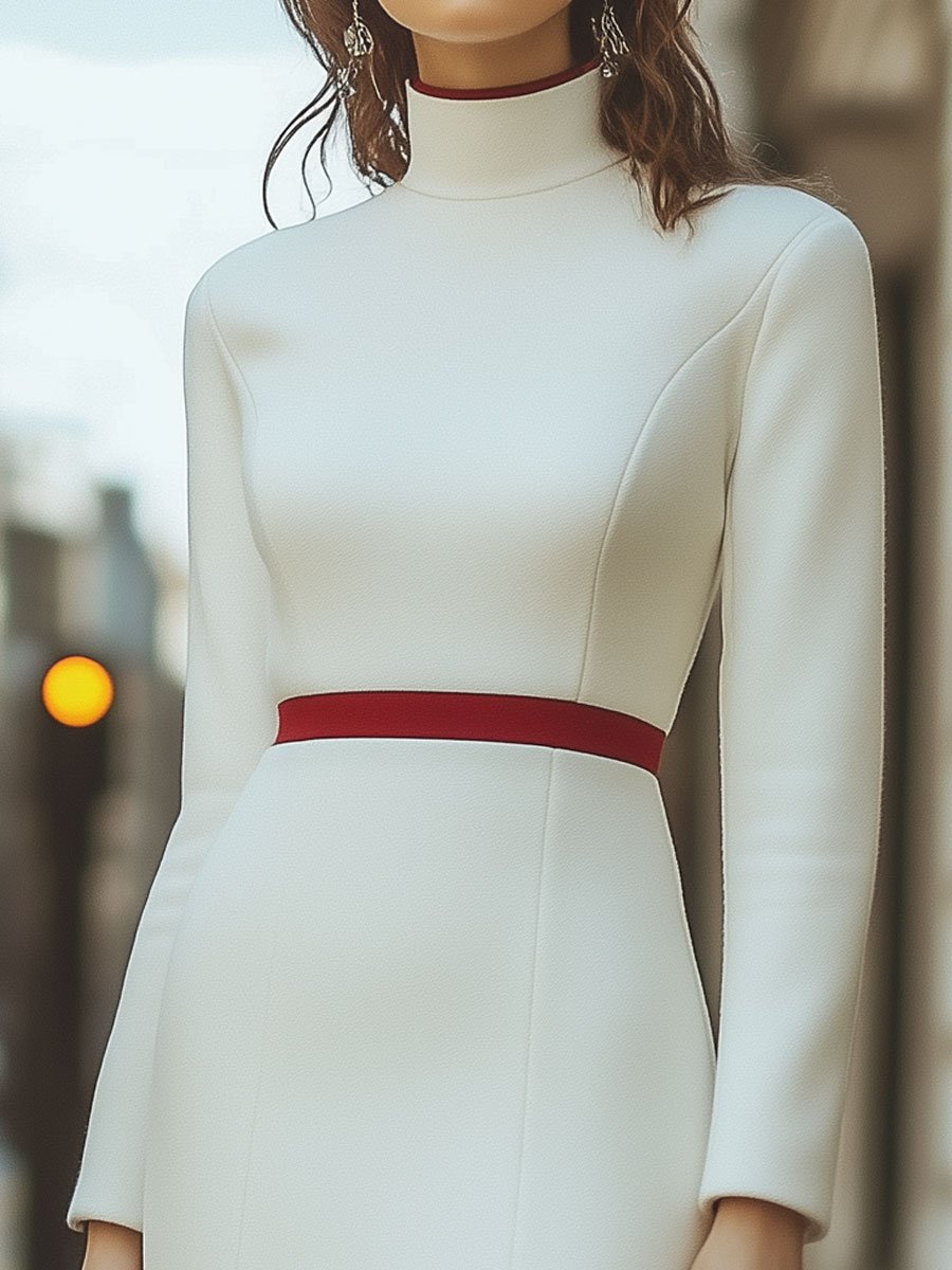 Lila™ | Ivory Maxi Dress with Bold Red Accents