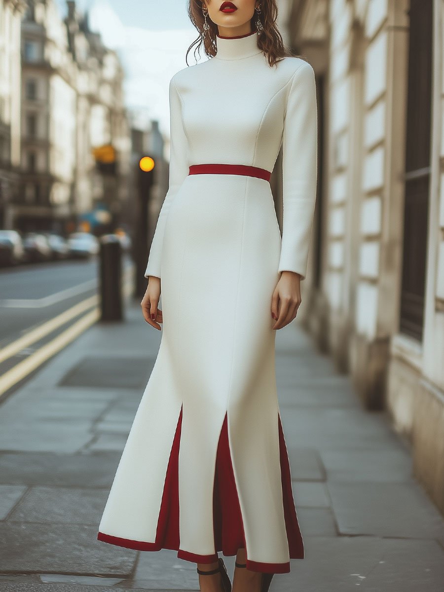 Lila™ | Ivory Maxi Dress with Bold Red Accents